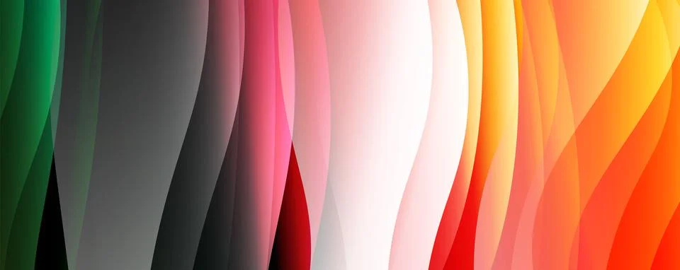 Abstract background, trendy simple fluid color gradients waves. Vector Ilustración de archivo