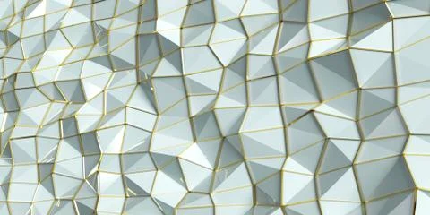 Abstract background with triangles and golden lines., 3D illustration.,polygo Stock Illustration