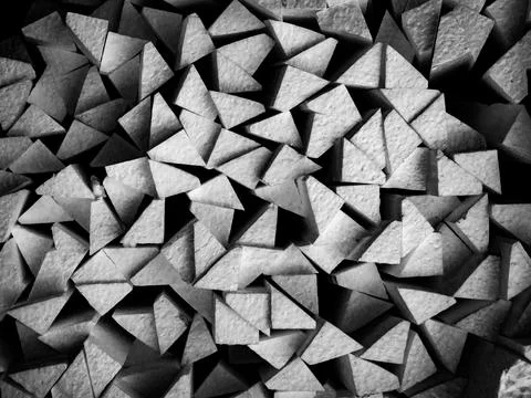 Abstract background of Triangles of the same shape of polystyrene foam Stock Photos