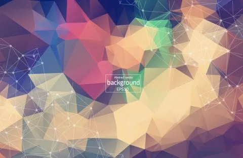 Abstract background with triangular cells for design. Bright multicolored dig イラスト素材