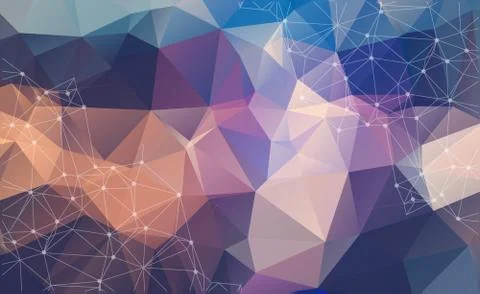 Abstract background with triangular cells for design. Dark pastel digital ill イラスト素材