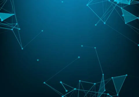 Abstract background with triangular cells for design. Bright blue digital ill Stock Illustration