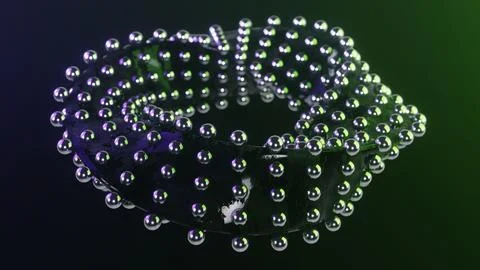 Abstract background twisted torus with metallic atom spheres Stock Illustration