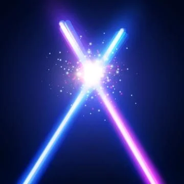 Abstract background with two crossed neon swords. Stock Illustration