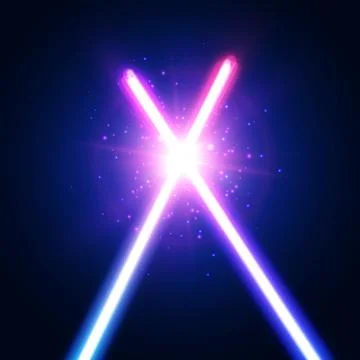 Abstract background with two light neon swords. Stock Illustration