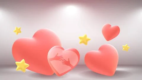 Abstract Background. Valentine's day Background and Red Heart Origami Paper Stock Illustration