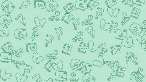 Abstract background with various computer and heart icons. Stock Illustration