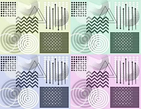Abstract background with various geometric shapes Stock Illustration