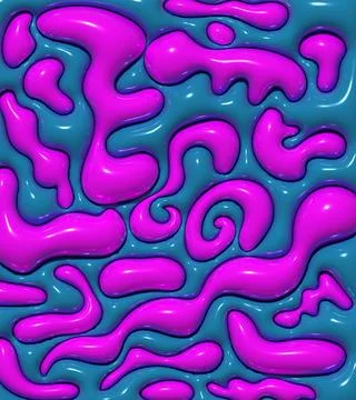 Abstract background with various inflated figures, 3D rendering illustration Stock Illustration