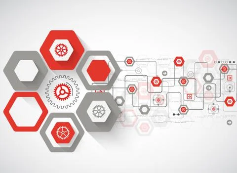 Abstract background with various technological elements Stock Illustration
