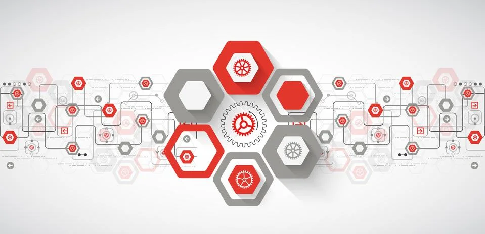 Abstract background with various technological elements Stock Illustration