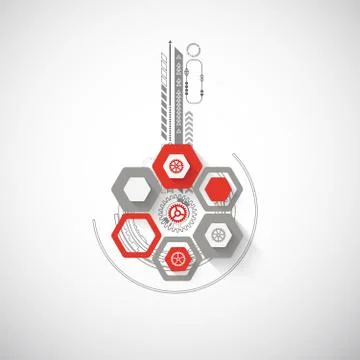 Abstract background with various technological elements Stock Illustration