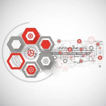 Abstract background with various technological elements Stock Illustration