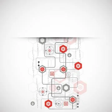 Abstract background with various technological elements Stock Illustration