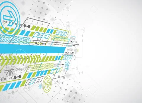 Abstract background with various technological elements. Stock Illustration