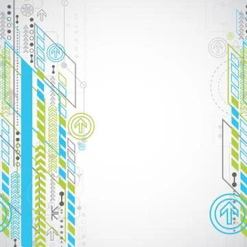 Abstract background with various technological elements Illustrazione stock