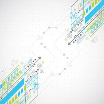 Abstract background with various technological elements 스톡 일러스트