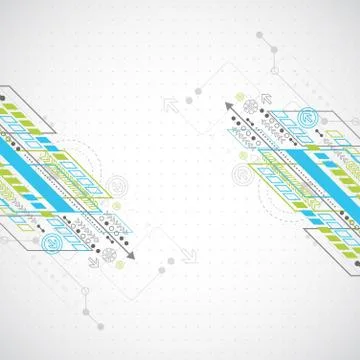 Abstract background with various technological elements Stock Illustration