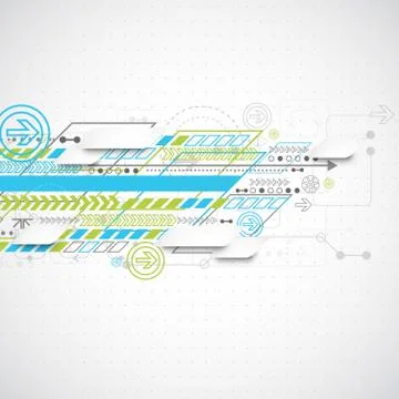 Abstract background with various technological elements Stock Illustration