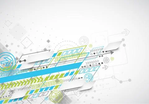 Abstract background with various technological elements Stock Illustration