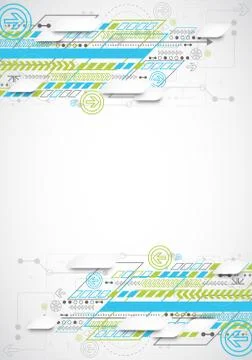 Abstract background with various technological elements 스톡 일러스트
