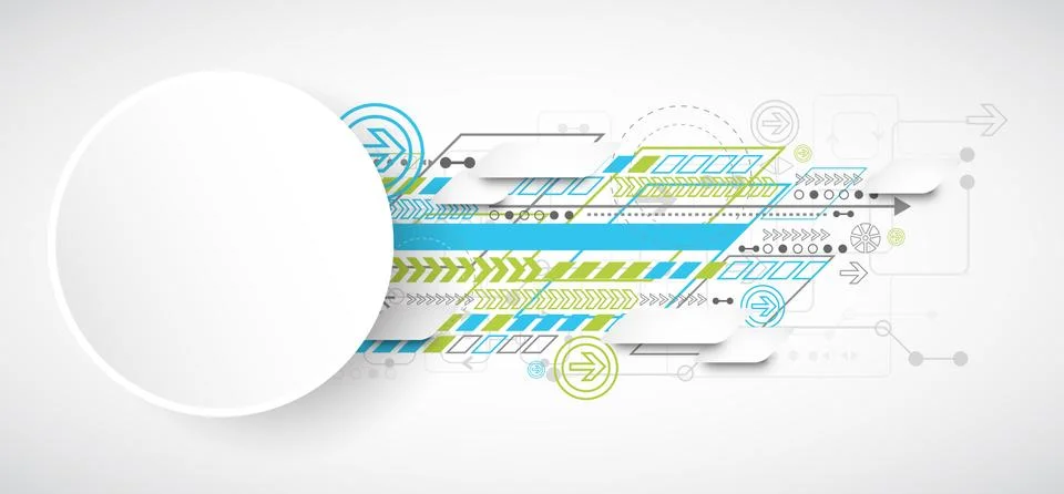 Abstract background with various technological elements Illustrazione stock