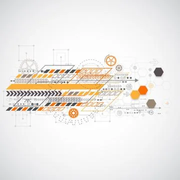 Abstract background with various technological elements Stock Illustration