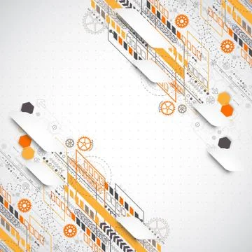 Abstract background with various technological elements Stock Illustration