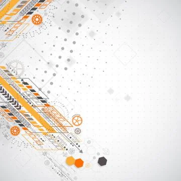 Abstract background with various technological elements Stock Illustration