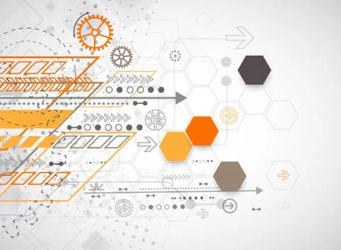 Abstract background with various technological elements 스톡 일러스트