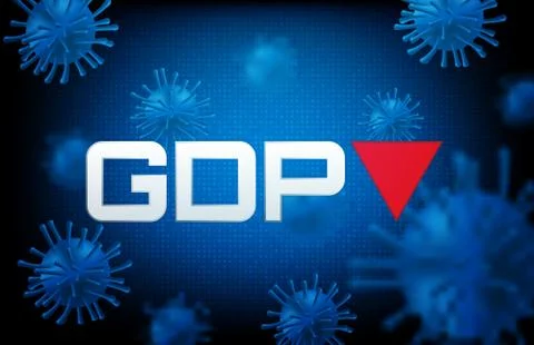 Abstract background vector of Coronavirus 2019-nCov flu and decreasing Econom Stock Illustration