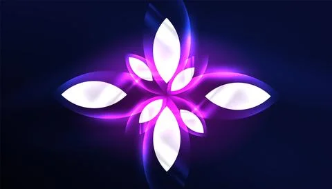 Abstract background vector neon glowing geometric elements. Hi-tech design for Stock Illustration