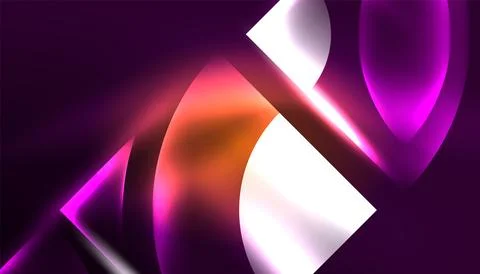 Abstract background vector neon glowing geometric elements. Hi-tech design for イラスト素材