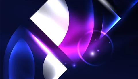 Abstract background vector neon glowing geometric elements. Hi-tech design for Illustrazione stock