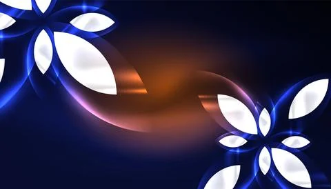 Abstract background vector neon glowing geometric elements. Hi-tech design for Stock Illustration