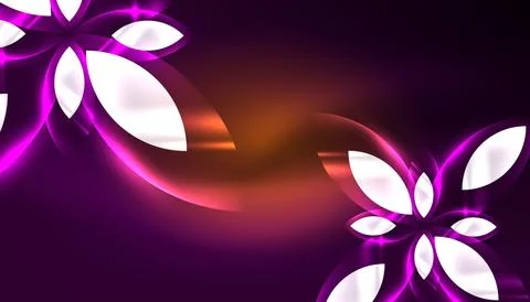 Abstract background vector neon glowing geometric elements. Hi-tech design for Stock Illustration