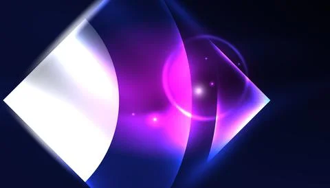 Abstract background vector neon glowing geometric elements. Hi-tech design for Stock Illustration