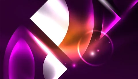 Abstract background vector neon glowing geometric elements. Hi-tech design for Illustrazione stock