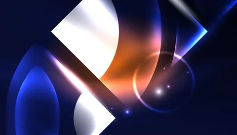 Abstract background vector neon glowing geometric elements. Hi-tech design for Stock Illustration