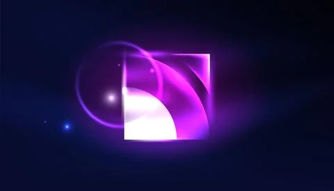 Abstract background vector neon glowing geometric elements. Hi-tech design for Illustrazione stock