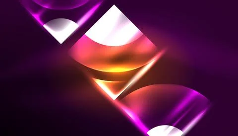 Abstract background vector neon glowing geometric elements. Hi-tech design for Illustrazione stock