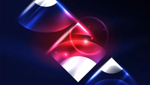 Abstract background vector neon glowing geometric elements. Hi-tech design for Illustrazione stock