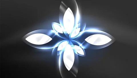 Abstract background vector neon glowing geometric elements. Hi-tech design for Stock Illustration