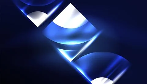 Abstract background vector neon glowing geometric elements. Hi-tech design for Stock Illustration