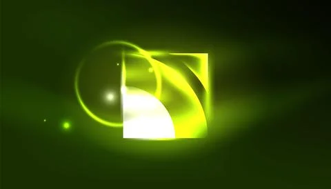 Abstract background vector neon glowing geometric elements. Hi-tech design for Stock Illustration