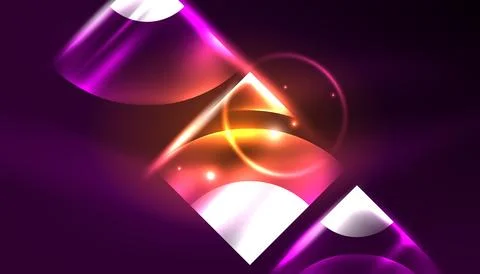 Abstract background vector neon glowing geometric elements. Hi-tech design for イラスト素材
