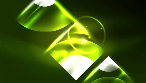 Abstract background vector neon glowing geometric elements. Hi-tech design for Stock Illustration