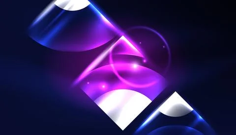 Abstract background vector neon glowing geometric elements. Hi-tech design for イラスト素材