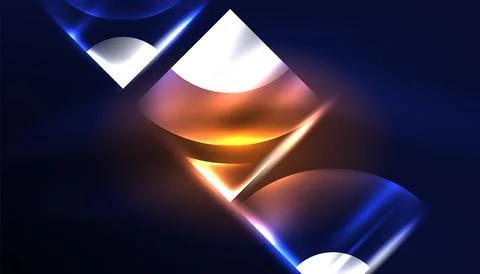 Abstract background vector neon glowing geometric elements. Hi-tech design for Stock Illustration