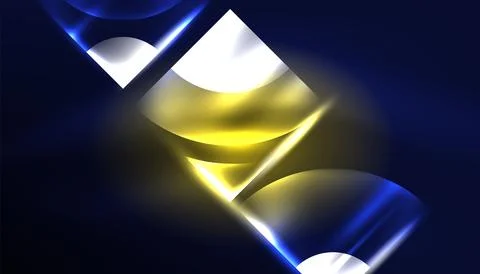 Abstract background vector neon glowing geometric elements. Hi-tech design for Stock Illustration